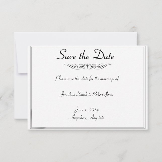 Black White Elegance Groom Wedding Save the Date (Front)