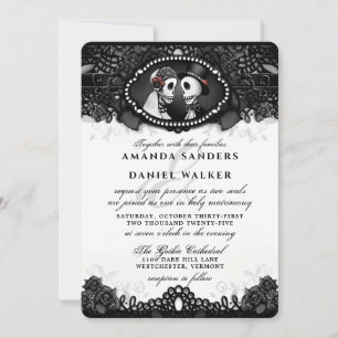 Black White Elegance Skeletons - Together With Invitation