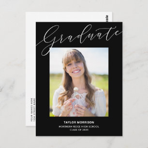 Black & White Elegant 2022 Photo Graduation Party Postcard