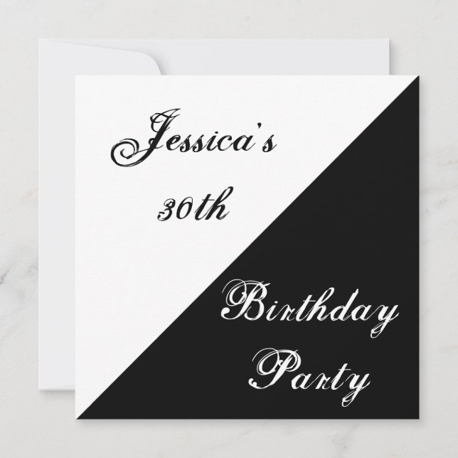Black & White Elegant Birthday Party Event Invitation (Front)