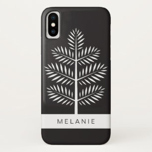 Black White Elegant Botanical Tropical Branch iPhone X Case