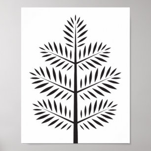 Black White Elegant Botanical Tropical Branch Poster