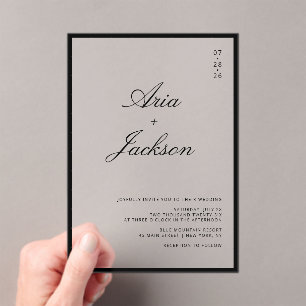Black & White Elegant Calligraphy Modern Wedding Acrylic Invitations