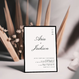 Black & White Elegant Calligraphy Modern Wedding Invitation