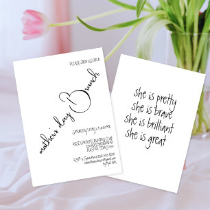 Black White Elegant Calligraphy Mothers Day Brunch Invitation