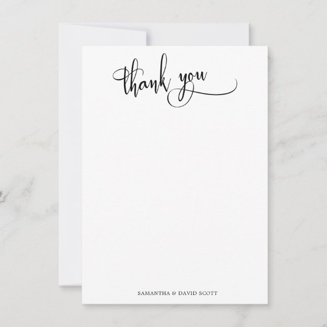 Black White Elegant Calligraphy Simple Thank You Card (Front)