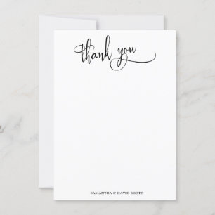 Black White Elegant Calligraphy Simple Thank You Card