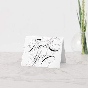 Black & White Elegant Calligraphy Thank You Card
