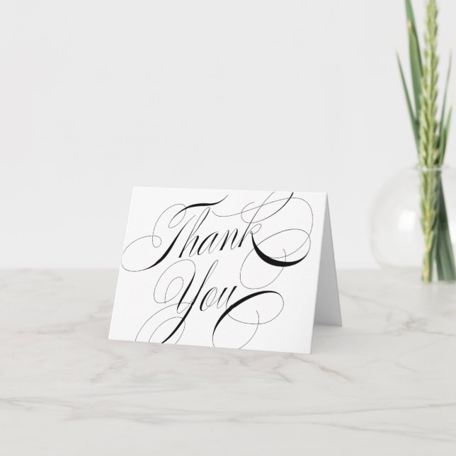 Black & White Elegant Calligraphy Thank You Card (Front)