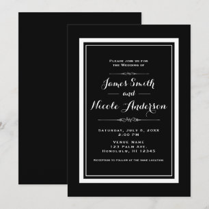 Black & White Elegant Chic Couture Wedding Invitation