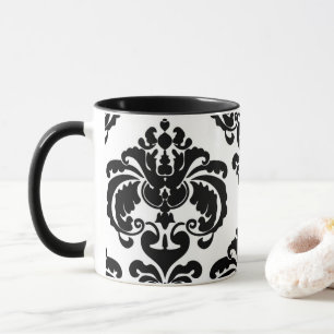 Black & White Elegant Chic Damask Pattern Mug