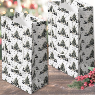 Black White Elegant Christmas Small Gift Bag