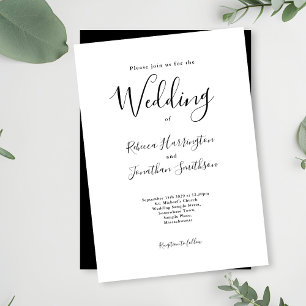 Black White Elegant Classic Modern Minimal Wedding Invitation