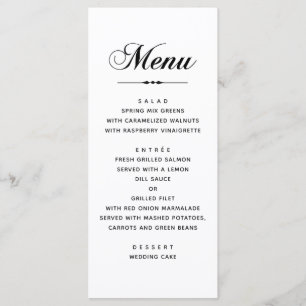 Black & white elegant classic typography wedding menu