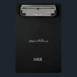 Black White Elegant Custom Name Year Gift Cute Mini Clipboard<br><div class="desc">Designed with classy,  elegant black and white background and text templates for name!</div>