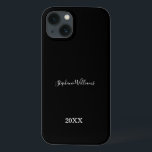 Black White Elegant Custom Name Year Gift Favour iPhone 13 Case<br><div class="desc">Designed with classy,  elegant black and white background and text templates for name!</div>
