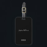 Black White Elegant Custom Name Year Gift Favour Luggage Tag<br><div class="desc">Designed with classy,  elegant black and white background and text templates for name!</div>