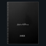 Black White Elegant Custom Name Year Gift Favour Notebook<br><div class="desc">Designed with classy,  elegant black and white background and text templates for name!</div>