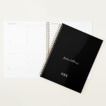 Black White Elegant Custom Name Year Gift Favour Planner<br><div class="desc">Designed with classy,  elegant black and white background and text templates for name!</div>
