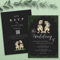 Black & White Elegant Dinosaur Wedding QR Code