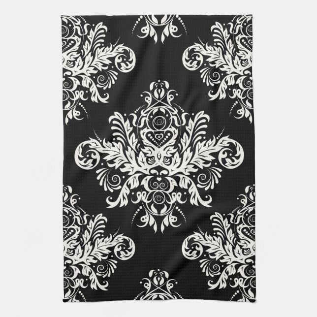 Black & White Elegant Dish Towels (Vertical)