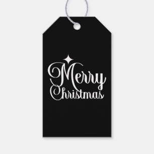 Black & White Elegant & Festive Merry Christmas Gift Tags