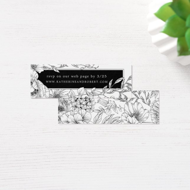 black white elegant floral Wedding Insert Card (Desk)