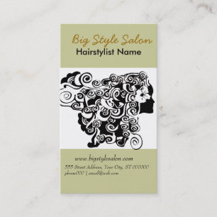 Black White Elegant Flowing Hair Spa Salon Stylist Appointment Card