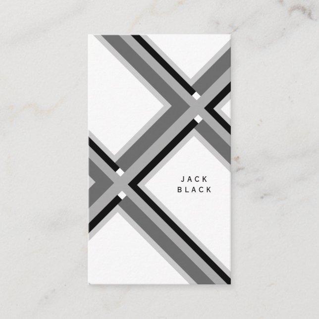 Black white elegant geometric pattern art deco business card (Front)