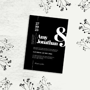 Black White Elegant Minimalist Typography Wedding Invitation
