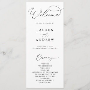 Black & White Elegant Minimalist Wedding Programme