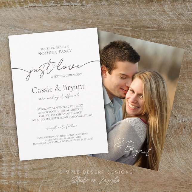 Black & White Elegant Modern Photo Wedding Invitation (Elegant Simple Modern Script Photo Black and White Wedding Invitation)