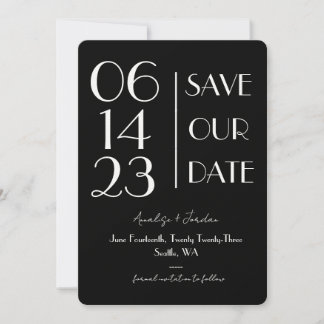 Black & White, Elegant, Modern Save the Date Invitation