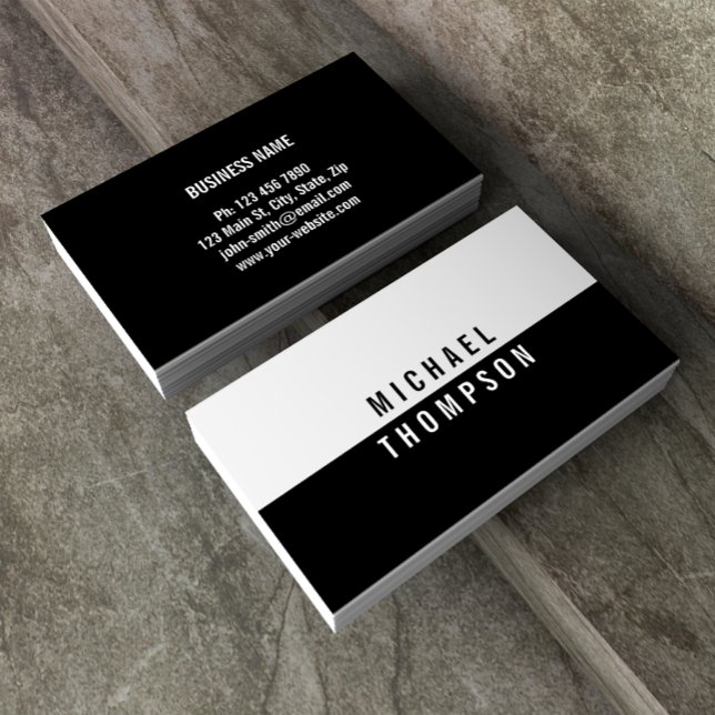 Black White Elegant Modern Simple Professional Business Card (Creator Uploaded)