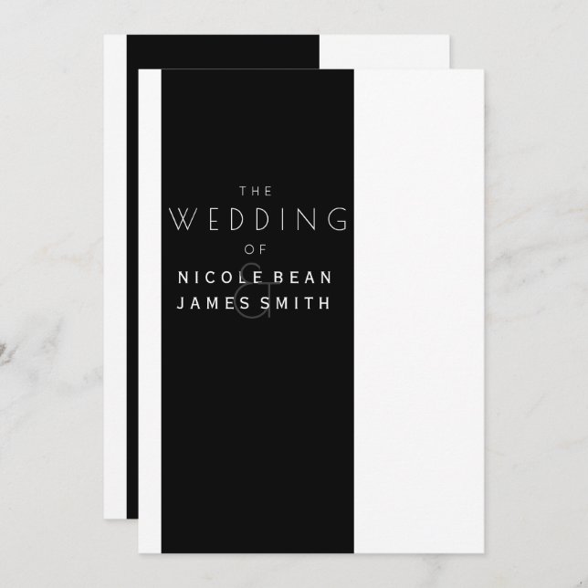 Black & White Elegant Modern Simplistic Wedding Invitation (Front/Back)