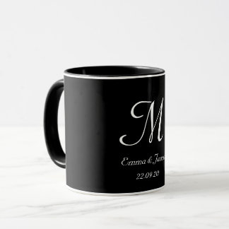Black & White Elegant Monogram Initial Name  Mug