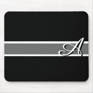 Black & White Elegant Monogram With Name Mouse Mat