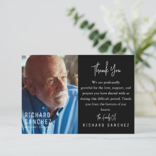 Black & WHITE Elegant Photo Funeral Thank You Card