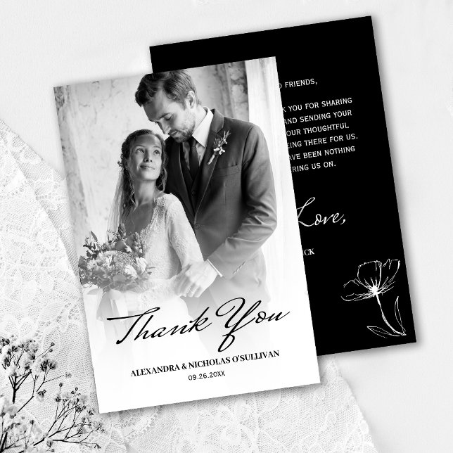 Black & White Elegant Photo Wedding Thank you card (Creator Uploaded)