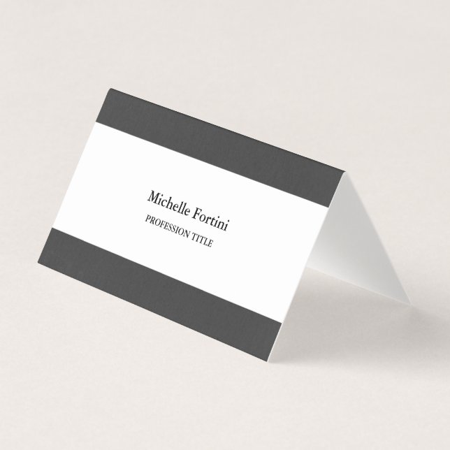Black White Elegant Plain Minimalist Business Card (Front)