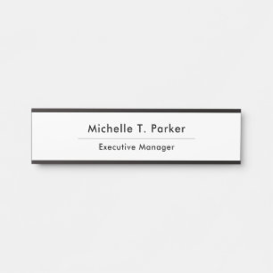 Black & white elegant plain minimalist door sign