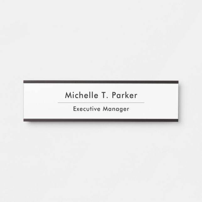 Black & white elegant plain minimalist door sign (Front)
