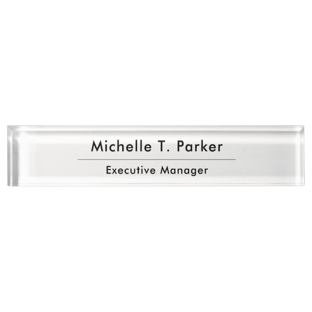 Black & white elegant plain minimalist nameplate (Front)