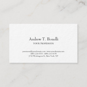 Black White Elegant Plain Simple Business Card