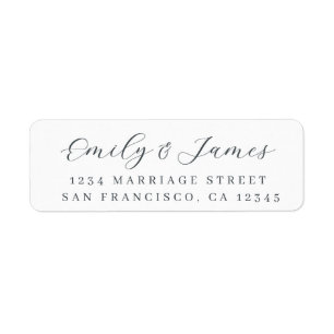 Black White Elegant Script Return Address Label