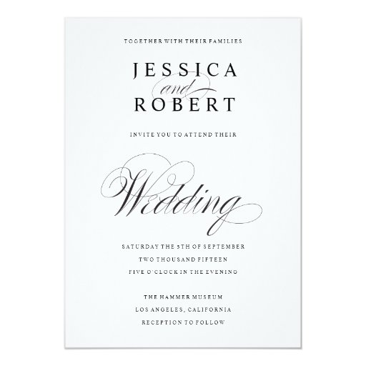 Image of Black & White Elegant Script Wedding Invitation