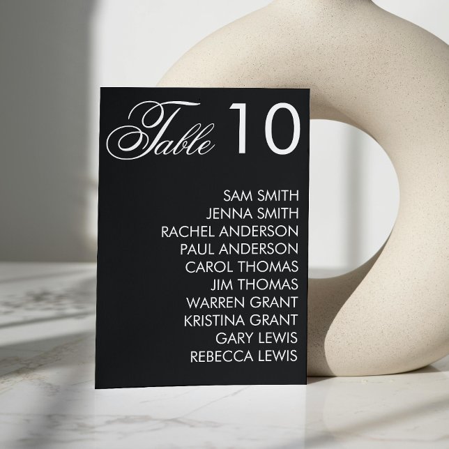 Black & White Elegant Script Wedding Reception Table Number (Black & White Elegant Script Wedding Reception Table Number)