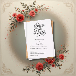 black white Elegant Script Wedding safe the date Acrylic Invitations