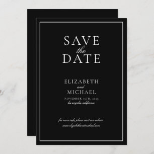 Black & White Elegant Script Wedding Save the Date Invitation