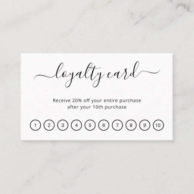 Black White Elegant Simple Beauty Salon Business Loyalty Card (Front)